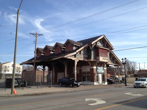 Just inside the city limits is the old Wellston Loop streetcar building, 2013 image