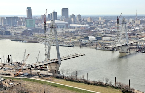 ABOVE: The new bridge under construction in December 2012. Photo: Missouri Department of Transportation.