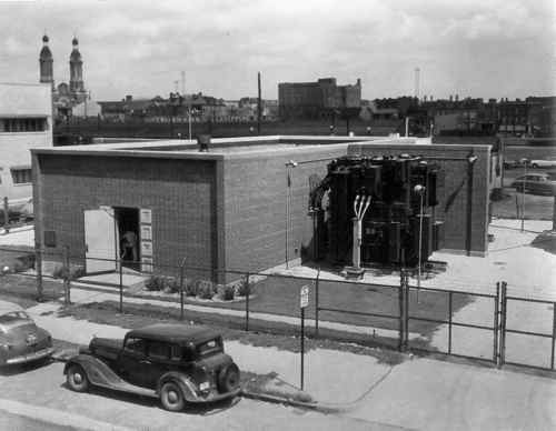 A 1951 photo of the newly completed substation at 13th & Cole. Source: Ameren Missouri