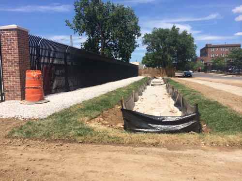 The east end of the new substation, along 19th, is a MSD-required bioswale to handle water runoff.  