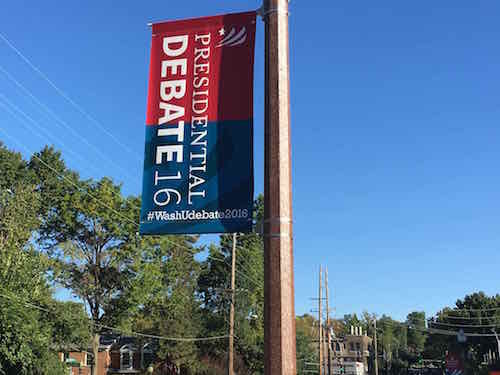 Debate banner along Big Bend Blvd September 27th